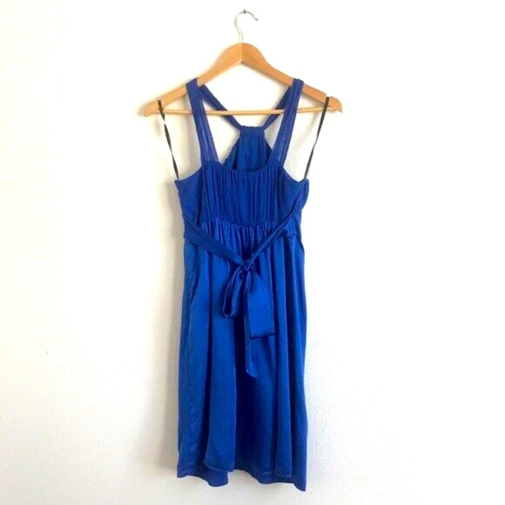 Betsey Johnson Blue Silk Halter Empire Waist Dress